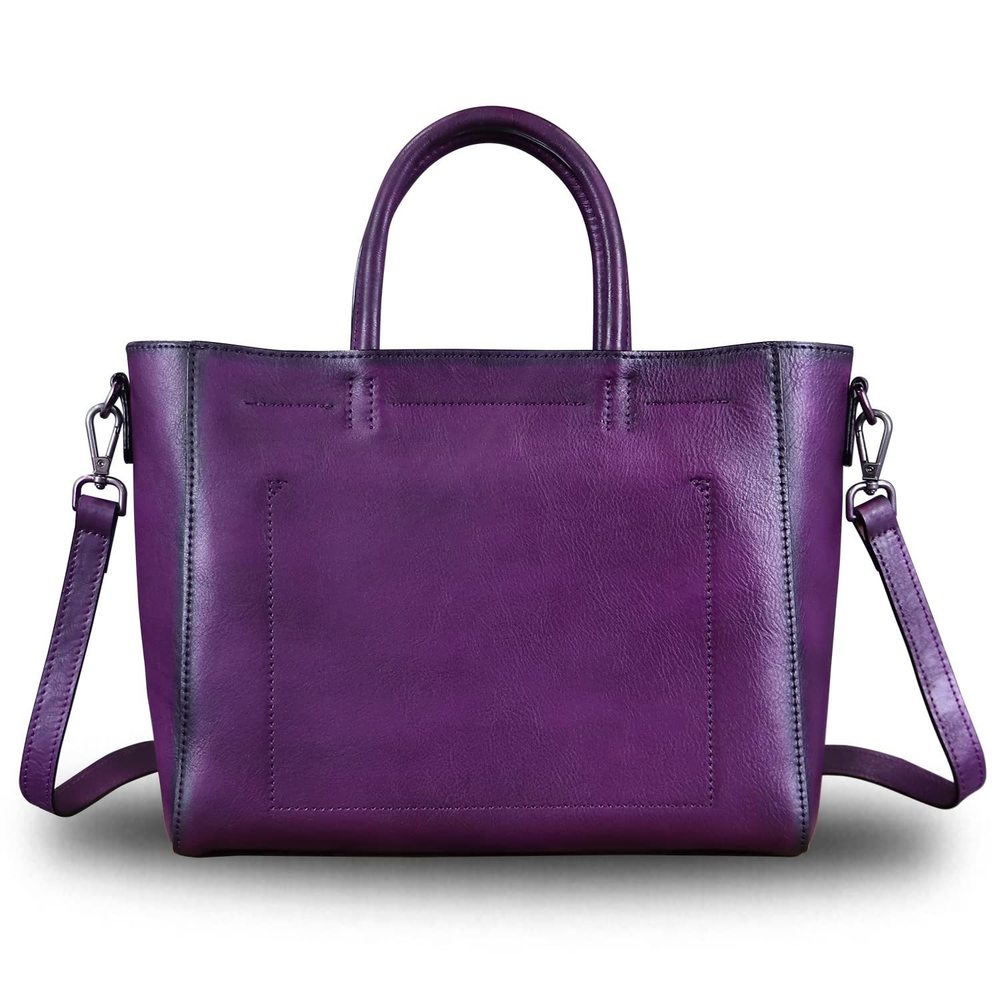 Genuine Leather Top Handle Handbag Retro Satchel Vintage Cowhide :P